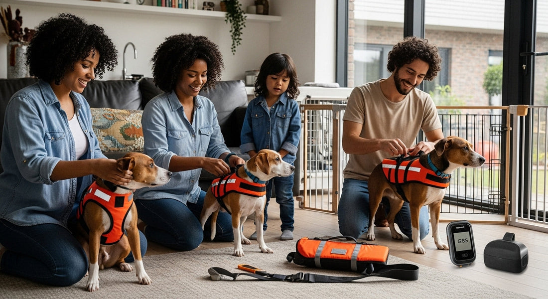 dog safety products, pet safety gear, family with dogs