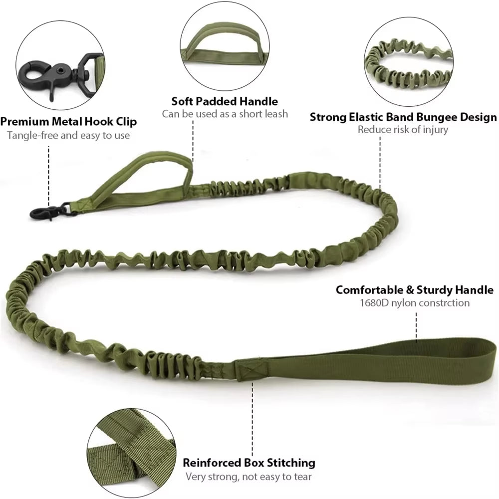 Big Dog Harness Tactical Camouflage Dog Vest Breathable Easy Handle Tactics Dog Collar Medium Strong Nylon Elastic Pet Dog Leash