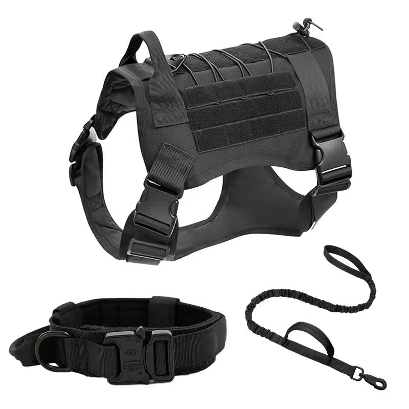 Big Dog Harness Tactical Camouflage Dog Vest Breathable Easy Handle Tactics Dog Collar Medium Strong Nylon Elastic Pet Dog Leash