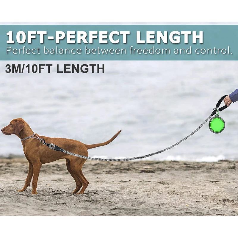 3m (10ft) Heavy Duty Dog Leash – Reflective Rope with Padded Handle for Medium & Large Dogs
