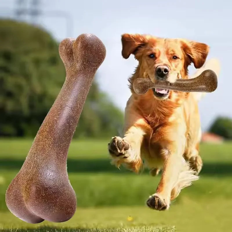 Durable natural bone-shaped dog chew toy made for tough chewers