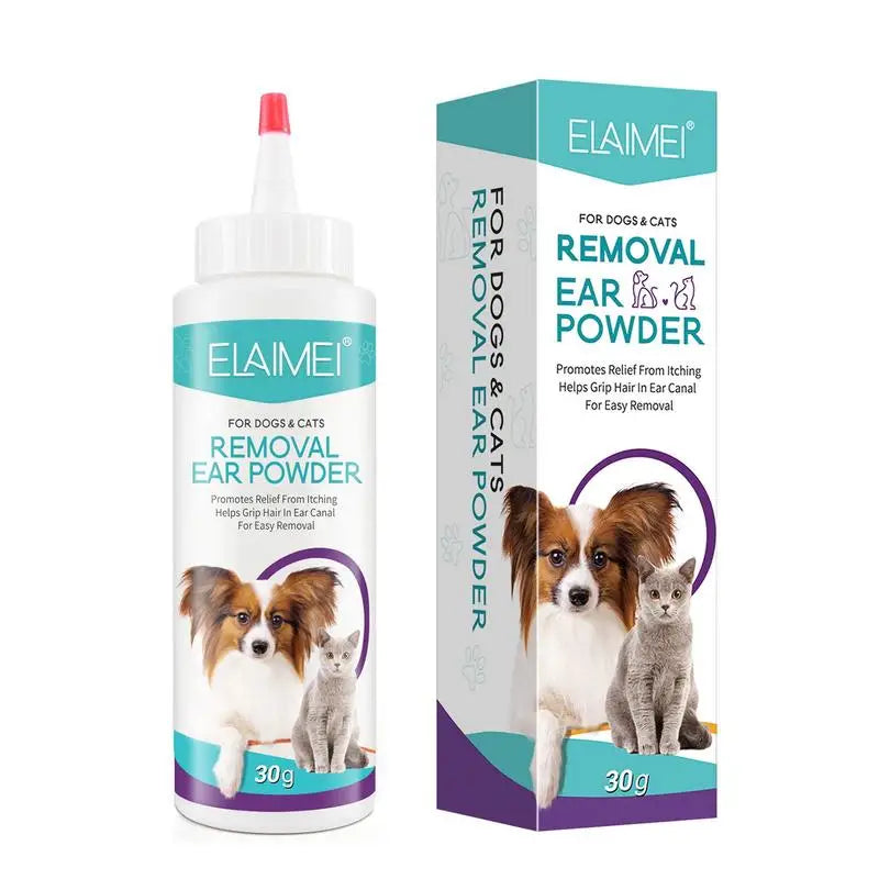 30 g container of dog ear cleaning powder for moisture and odor control