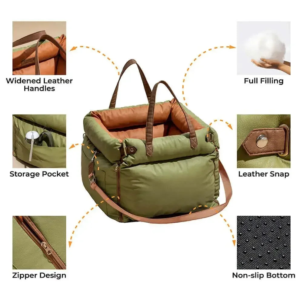 Luxury Faux Leather Dog Car Seat - The VIP Ride for Dogs